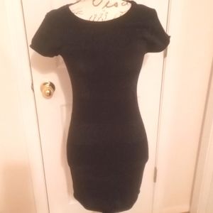 BLACK BODYCON SPARKLING STRIPES MINI DRESS